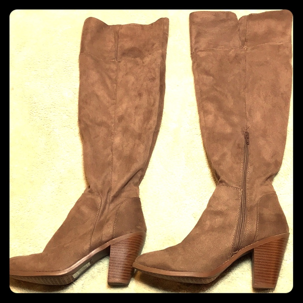 Over the knee tan boots